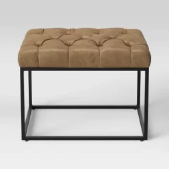 Trubeck Tufted Metal Base Ottoman Faux Leather - Threshold™ -Best Homewares Store GUEST 0509fa7b e089 4af0 8df0 830bc533e45b