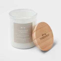 9oz Milky White Glass Woodwick Candle With Wood Lid And Stamped Logo Coconut And Honey - Threshold™ -Best Homewares Store GUEST 0a021bac 660b 4360 904f 06844c832fb4