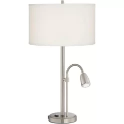 Possini Euro Design Traverse Modern Table Lamps Set Of 2 29 1/2" Tall Brushed Nickel With USB Charging Port LED Gooseneck White Drum Shade For Desk 14 Possini Euro Design Traverse Modern Table Lamps Set Of 2 29 1/2" Tall Brushed Nickel With USB Charging Port LED Gooseneck White Drum Shade For Desk -Best Homewares Store GUEST 0ae46b85 fec0 4b22 8a4e 8d4b8c8aa4fd