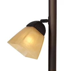 Franklin Iron Works Rustic Farmhouse Mission Torchiere Floor Lamp 71 1/2" Tall Roman Bronze 3-Light Frosted Champagne Amber Glass For Living Room -Best Homewares Store GUEST 112f24c5 8a79 4601 819b 2cce53d80b7c