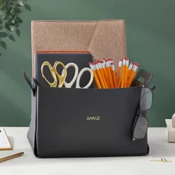 Juvale 2 Pack Faux Leather Foldable Storage Bins With Handles, Collapsible Baskets For Home Organization, Black, 10 X 6.5 In -Best Homewares Store GUEST 11a15eb7 813c 425f bc51 9aca46c06c66