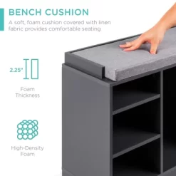 Best Choice Products 46in Shoe Storage Organization Rack Bench For Entryway, Bedroom W/ Padded Seat, 10 Cubbies - Gray -Best Homewares Store GUEST 13abc812 5480 4f06 8909 0a4154ef5d89