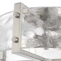 Possini Euro Design Prane Modern Industrial Ceiling Light Semi Flush Mount Fixture 17" Wide Brushed Nickel 4-Light Warped Glass For Bedroom Kitchen -Best Homewares Store GUEST 1a1d271c 75d2 4a02 a454 d59337e9900c