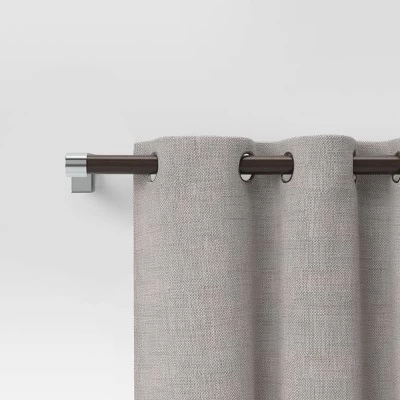 Dark Faux Wood Curtain Rod Nickel - Threshold™ 3 Dark Faux Wood Curtain Rod Nickel - Threshold™