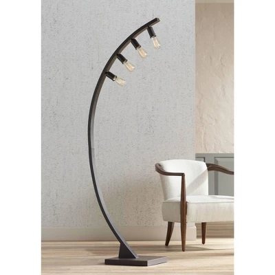Franklin Iron Works Arcos Industrial Arc Floor Lamp 71" Tall Bronze Brown Metal Dimmable LED Decor For Living Room Reading Bedroom Office House Home 3 Franklin Iron Works Arcos Industrial Arc Floor Lamp 71" Tall Bronze Brown Metal Dimmable LED Decor For Living Room Reading Bedroom Office House Home