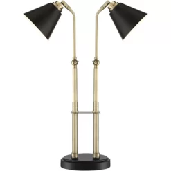 Possini Euro Design Sentry Modern Mid Century Desk Lamp 23" High Black Brass With USB Charging Port LED Adjustable Cone Shade For Bedroom Living Room -Best Homewares Store GUEST 23a902e2 1768 4a21 b4e8 f727be00628c