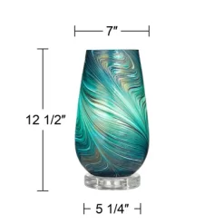 360 Lighting Carmen Modern Coastal Accent Table Lamps 12 1/2" High Set Of 2 Green Art Glass Shade For Bedroom Bedside Nightstand Office -Best Homewares Store GUEST 27769a4f 3ecc 4586 9705 85b804f640a8