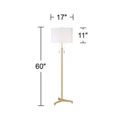 Possini Euro Design Encino Modern Tripod Floor Lamp Standing 60" Tall Brass Gold Metal Off White Fabric Drum Shade For Living Room Bedroom Office Home -Best Homewares Store GUEST 2804ff2d 7ac0 49c6 b869 7723a1d7e825