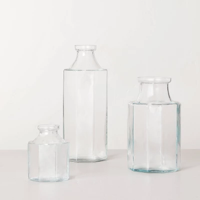 Octagonal Clear Glass Bottle Vase - Hearth & Hand™ With Magnolia 4 Octagonal Clear Glass Bottle Vase - Hearth & Hand™ With Magnolia - Image 2