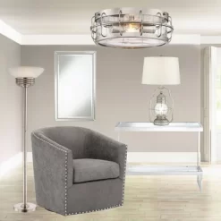 Possini Euro Design Light Blaster Art Deco Torchiere Floor Lamp 72 1/2" Tall Brushed Nickel LED Frosted Glass Bowl Shade For Living Room Bedroom House -Best Homewares Store GUEST 37116d73 80ee 4df9 9182 e7a665c0400b