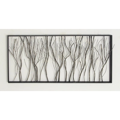 Metal Tree Distressed Dimensional Branch Wall Decor With Black Frame Silver - Olivia & May 6 Metal Tree Distressed Dimensional Branch Wall Decor With Black Frame Silver - Olivia & May - Image 4
