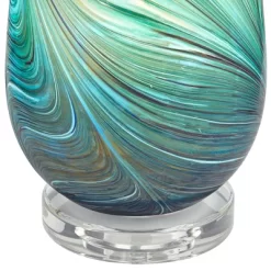 360 Lighting Carmen Modern Coastal Accent Table Lamps 12 1/2" High Set Of 2 Green Art Glass Shade For Bedroom Bedside Nightstand Office -Best Homewares Store GUEST 3b3e014b 328b 40a3 9116 fffc8a644d67