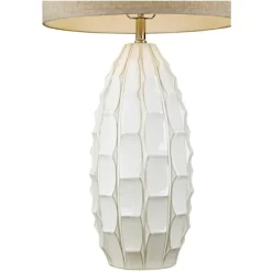 Possini Euro Design Cosgrove Modern Mid Century Table Lamp 32 3/4" Tall White Glazed Ceramic Beige Fabric Drum Shade For Bedroom Living Room Bedside -Best Homewares Store GUEST 4071ce30 3ef3 4f98 9390 6f7c7f7a79d4