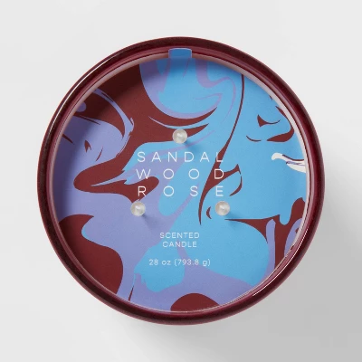 28oz Glass Sandalwood Rose Candle Burgundy - Opalhouse™ 5 28oz Glass Sandalwood Rose Candle Burgundy - Opalhouse™ - Image 3