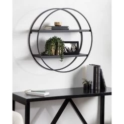 24" Diameter Sequoia Wood And Metal Round Wall Shelf - Kate & Laurel All Things Decor -Best Homewares Store GUEST 45b6cefb c872 460e bff4 95feb96d08c2