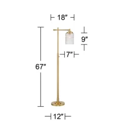 Possini Euro Design Kinsey Modern Downbridge Floor Lamp 67" Tall Warm Brass Metal Stone Pattern Glass Shade For Living Room Reading Bedroom Office -Best Homewares Store GUEST 461da0e8 8e4f 4dd3 83f5 893c649dceab