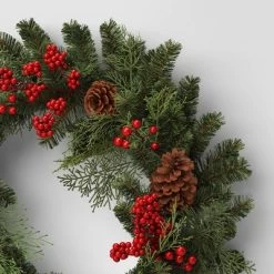 28" Mixed Greenery And Cedar With Pinecones And Red Berries Artificial Christmas Wreath Green - Wondershop™ -Best Homewares Store GUEST 48ac8797 b4f5 4070 ad02 04d5003f3d58