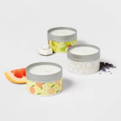 12.15oz Tin Gift Set Silver With Embossed Yellow Candle - Opalhouse™ -Best Homewares Store GUEST 529801b8 1c88 4603 8045 98c75508eab0