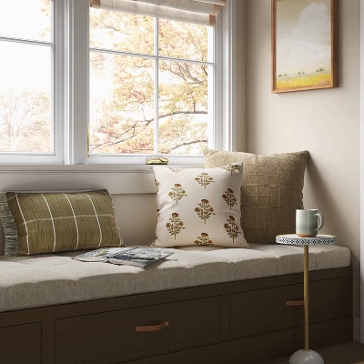 Block Print Floral Square Throw Pillow - Threshold™ 3 Block Print Floral Square Throw Pillow - Threshold™