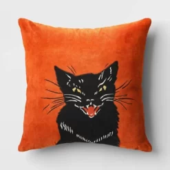 Fierce Cat Applique Cotton Velvet Square Halloween Throw Pillow - Threshold™ -Best Homewares Store GUEST 5426fcb6 46c0 47d1 b6fc b5526f44bb40