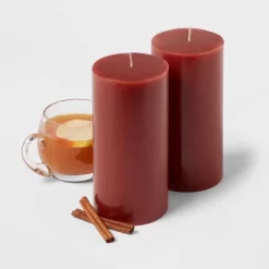 2pk Pillars Warm Cider & Cinnamon Red - Threshold™ -Best Homewares Store GUEST 56b3b6e9 0a2f 482d 9c6f d701a7f2f840