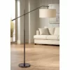 Possini Euro Design Industrial Floor Lamp Adjustable Arm 62.5" Tall Oiled Bronze Metal Light Brown Linen Drum Shade For Living Room Reading -Best Homewares Store GUEST 5db3ac63 b09f 4295 a1f4 265db96e9f74