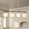 Possini Euro Design Carlyn Brass Black Linear Island Pendant Chandelier 33" Wide Modern White Glass Shade 4-Light LED Fixture For Dining Room Kitchen -Best Homewares Store GUEST 67996f07 3201 4c0c aa1f 0bd668c7cf70