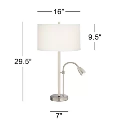 Possini Euro Design Traverse Modern Table Lamps Set Of 2 29 1/2" Tall Brushed Nickel With USB Charging Port LED Gooseneck White Drum Shade For Desk 13 Possini Euro Design Traverse Modern Table Lamps Set Of 2 29 1/2" Tall Brushed Nickel With USB Charging Port LED Gooseneck White Drum Shade For Desk -Best Homewares Store GUEST 6d7b83aa 79f5 4aad 8a9b 164194cb3e7e