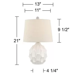 360 Lighting Ellen 21" High Sculptured Small Mid Century Modern Coastal Accent Table Lamp White Ceramic Single Living Room Bedroom Bedside Nightstand -Best Homewares Store GUEST 6e1531b1 8652 48fa acde 11a37d6902b1