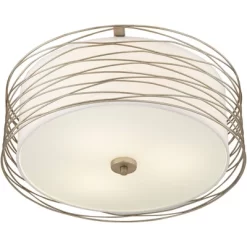 Possini Euro Design Modern Ceiling Light Flush Mount Fixture Antique Silver Leaf 18" Wide Wavy Spun White Drum For Bedroom Kitchen 13 Possini Euro Design Modern Ceiling Light Flush Mount Fixture Antique Silver Leaf 18" Wide Wavy Spun White Drum For Bedroom Kitchen -Best Homewares Store GUEST 6e794785 090f 4408 857a 540b895c84a4