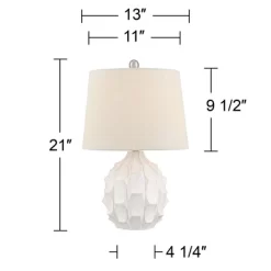360 Lighting Ellen 21" High Sculptured Small Mid Century Modern Coastal Accent Table Lamp White Ceramic Single Living Room Bedroom Bedside Nightstand -Best Homewares Store GUEST 78a35270 b85f 470b 8d36 f557ab41e97c