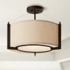 Possini Euro Design Stinson Modern Ceiling Light Semi Flush Mount Fixture 17 1/4" Wide Bronze 3-Light Linen Drum Shade For Bedroom Kitchen Living Room -Best Homewares Store GUEST 795f760c 6fc1 482e 9bb0 98587a9ab58f