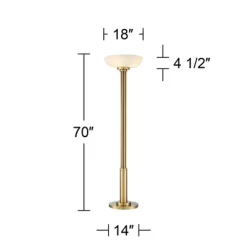 Possini Euro Design Modern Torchiere Floor Lamp 70" Tall Warm Antique Gold Metal Glass Shade For Living Room Reading Bedroom Office Uplight -Best Homewares Store GUEST 7bdc77bc 79d5 466a 871f 3a2fced46fbb