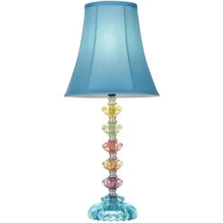 360 Lighting Bohemian Country Cottage Accent Table Lamp 21" High Teal Blue Stacked Glass For Bedroom Living Room Bedside Nightstand Office Kids Family -Best Homewares Store GUEST 7dfc0313 74f3 4054 ad71 3143abd876df