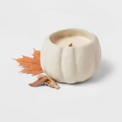 12oz Brushed Abstract Pumpkin Ceramic With Woodwick And Dustcover Dried Leaves + Hickory Candle - Threshold™ -Best Homewares Store GUEST 7e61ac14 cadc 4479 afc9 4fef6ae68495