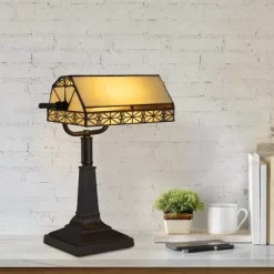 Hastings Home Tiffany Style Bankers LED Desk Lamp – 16" High, Dark Brown -Best Homewares Store GUEST 85c2a226 b3cd 4e5a bca1 f32ffc2fa6ea