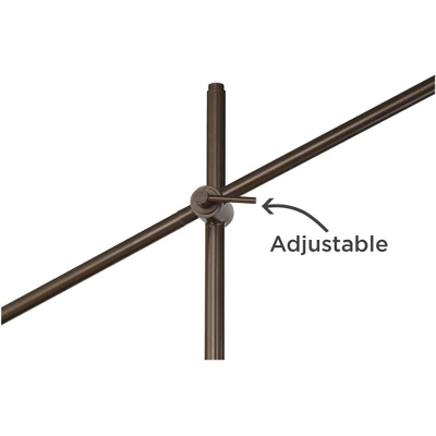 Possini Euro Design Industrial Floor Lamp Adjustable Arm 62.5" Tall Oiled Bronze Metal Light Brown Linen Drum Shade For Living Room Reading 5 Possini Euro Design Industrial Floor Lamp Adjustable Arm 62.5" Tall Oiled Bronze Metal Light Brown Linen Drum Shade For Living Room Reading - Image 3