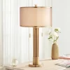 Possini Euro Design Granview Modern Table Lamp 32 1/2" Tall Brass Column Taupe Organza Outer Off White Linen Inner Drum Shade For Bedroom Living Room -Best Homewares Store GUEST 8d7963f1 cf5c 43b4 8939 f61bedab5d0d