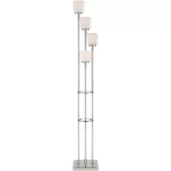Possini Euro Design Athena Modern Floor Lamp 72" Tall Brushed Nickel 4 Light Tree Clear Outer Opal Inner Double Glass Shade For Living Room Bedroom -Best Homewares Store GUEST 9216fb98 adc6 4062 a2b3 d139c90db34a