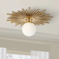 Possini Euro Design Hazel Modern Ceiling Light Semi Flush Mount Fixture 24" Wide Warm Brass White Globe Shade For Bedroom Kitchen Living Room Hallway 14 Possini Euro Design Hazel Modern Ceiling Light Semi Flush Mount Fixture 24" Wide Warm Brass White Globe Shade For Bedroom Kitchen Living Room Hallway -Best Homewares Store GUEST 937faa9c a474 460e 97d2 cb24e8bfb570