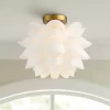 Possini Euro Design Modern Ceiling Light Semi Flush Mount Fixture White Flower Gold Metal 15 3/4" Wide Living Room Bedroom Kitchen -Best Homewares Store GUEST 97aba4d1 b8bc 4a3c 9856 5d7e7b03a75a