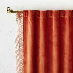 1pc Light Filtering Velvet Macrame Trim Window Curtain Panel Burnt Orange - Opalhouse™ Designed With Jungalow™ -Best Homewares Store GUEST 9bfd56a0 ad5c 4df0 98b1 851ec6623ce3