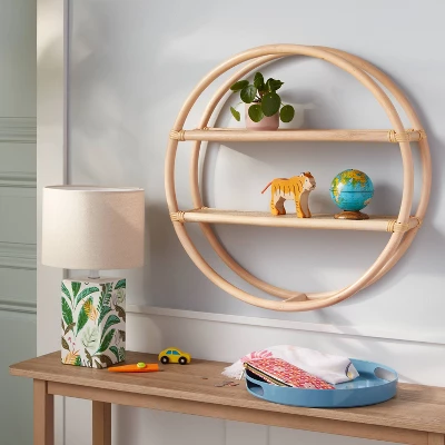 Rattan Kids' Round Shelf Natural - Pillowfort™ 2 Rattan Kids' Round Shelf Natural - Pillowfort™