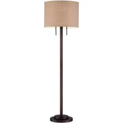 Possini Euro Design Garth Modern Floor Lamp Standing 63 1/2" Tall Oil Rubbed Bronze Burlap Fabric Drum Shade For Living Room Bedroom Office House Home -Best Homewares Store GUEST 9c619651 dfc1 48c4 b620 68e69c4a28de