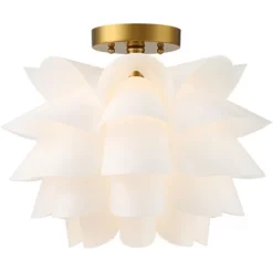 Possini Euro Design Modern Ceiling Light Semi Flush Mount Fixture White Flower Gold Metal 15 3/4" Wide Living Room Bedroom Kitchen -Best Homewares Store GUEST 9caa153e a2a6 4cbb b7c7 151d401311d5