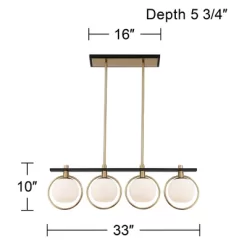 Possini Euro Design Carlyn Brass Black Linear Island Pendant Chandelier 33" Wide Modern White Glass Shade 4-Light LED Fixture For Dining Room Kitchen -Best Homewares Store GUEST 9db9d07e 0dff 4ca8 821a 97332964a524