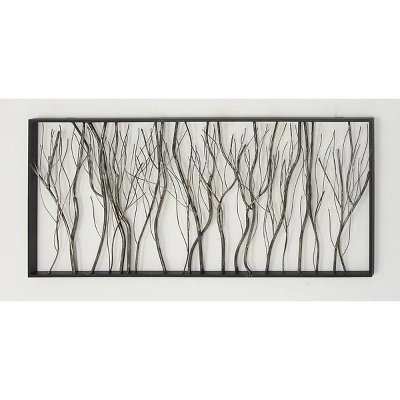 Metal Tree Distressed Dimensional Branch Wall Decor With Black Frame Silver - Olivia & May 5 Metal Tree Distressed Dimensional Branch Wall Decor With Black Frame Silver - Olivia & May - Image 3
