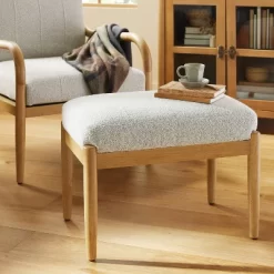 Boucle Upholstered Wood Ottoman - Hearth & Hand™ With Magnolia