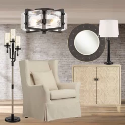 Possini Euro Design Adri Modern Ceiling Light Flush Mount Fixture Black 16 1/2" Wide Black 4-Light Textured Glass For Bedroom Kitchen Living Room Home -Best Homewares Store GUEST aa12d34d 4a27 4c8d 9dc7 7361cc026951