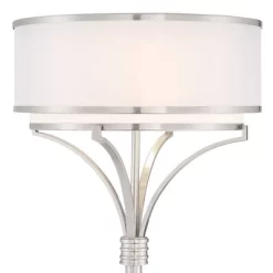 Possini Euro Design Modern Floor Lamp 64" Tall Brushed Nickel Silver Organza White Linen Drum Shade For Living Room Bedroom Office -Best Homewares Store GUEST ae7c7f76 9d21 41bb b92f 25a8afafc220